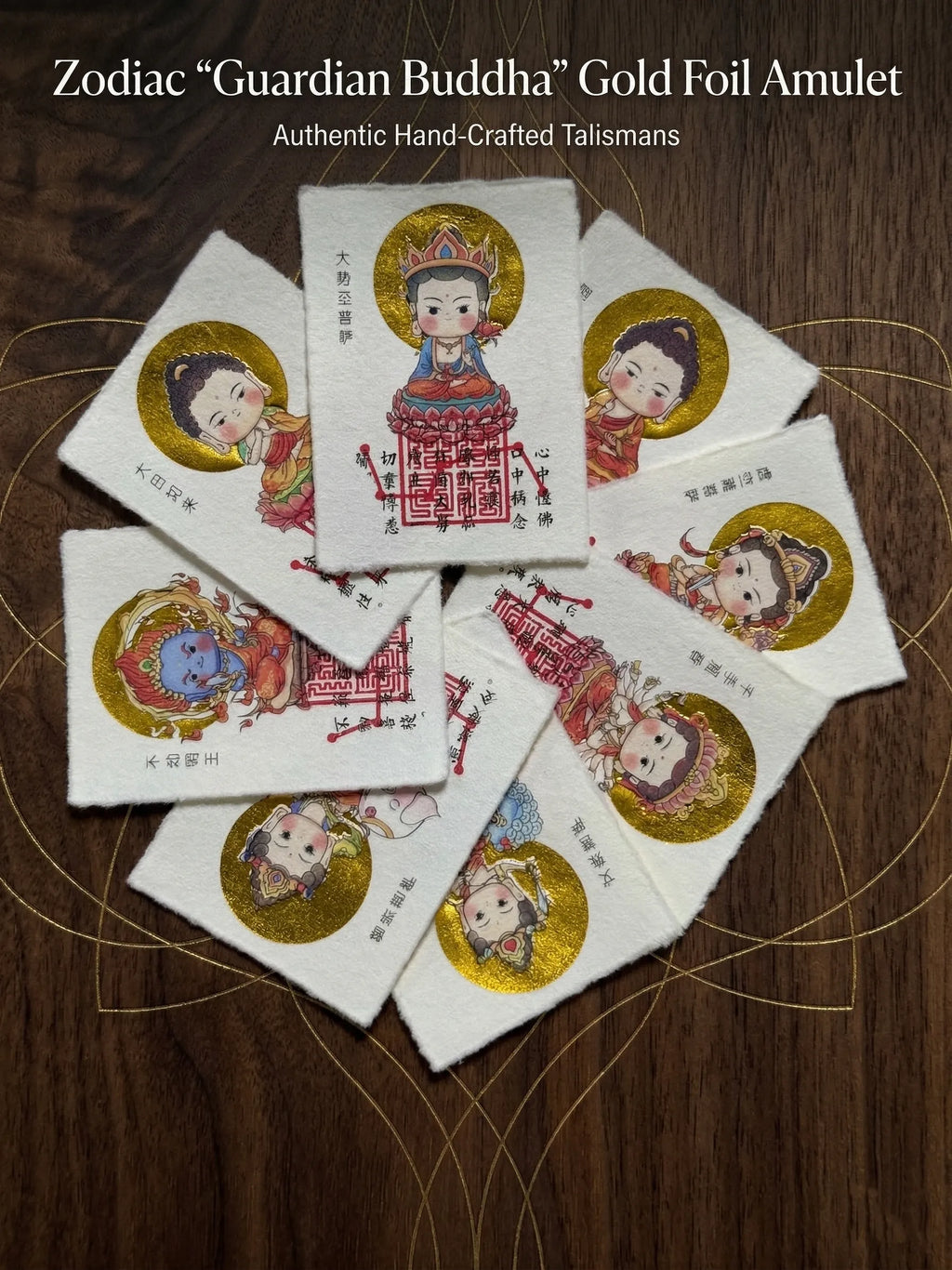 Zodiac "Guardian Buddha" Gold Foil Amulet | Lifetime Protector Card