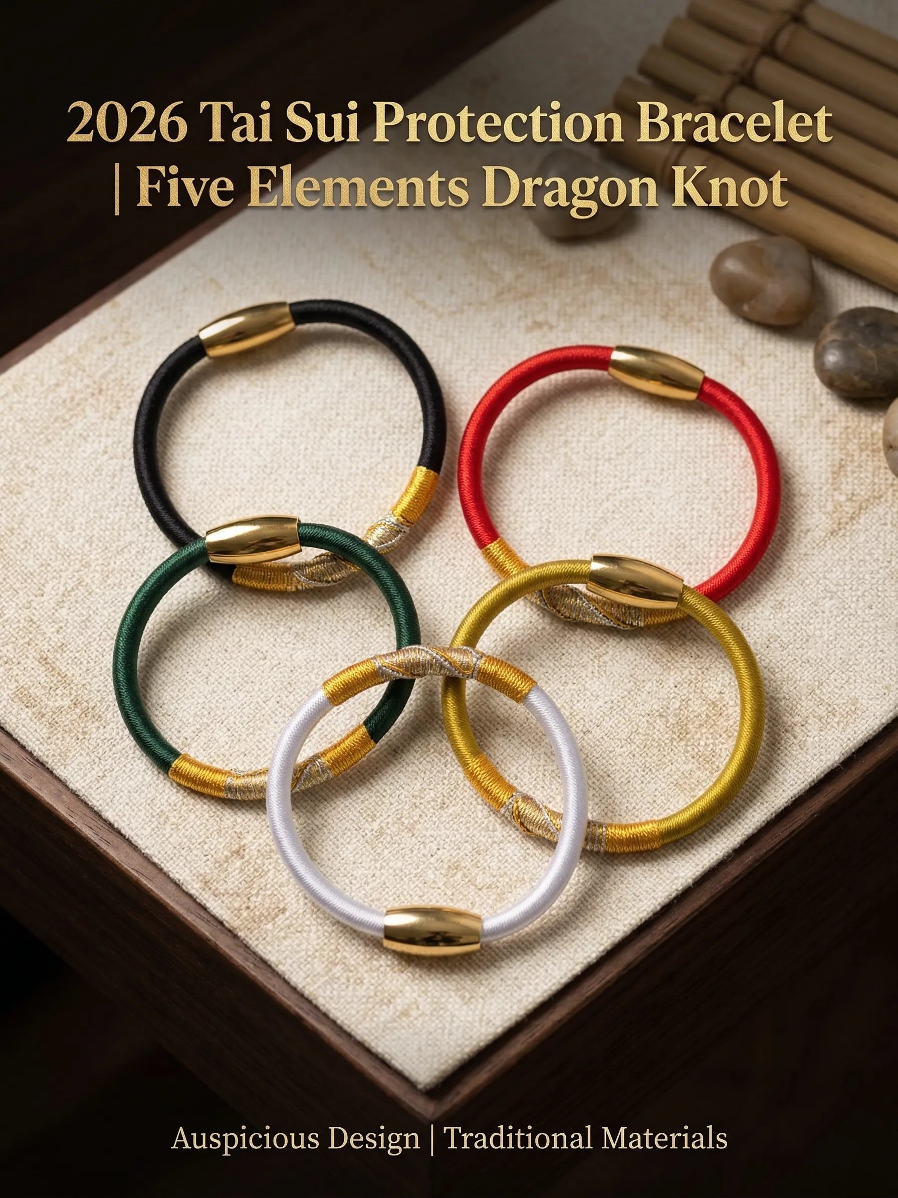 2026 Tai Sui Protection Bracelet | Five Elements Dragon Knot