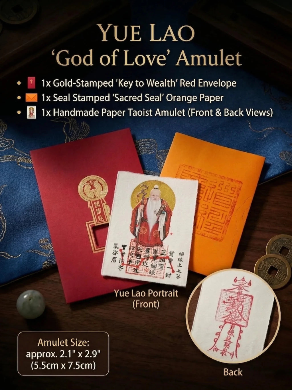 Yue Lao "God of Love" Amulet | Soulmate & Marriage Destiny Gold Foil Card - IntoKarma