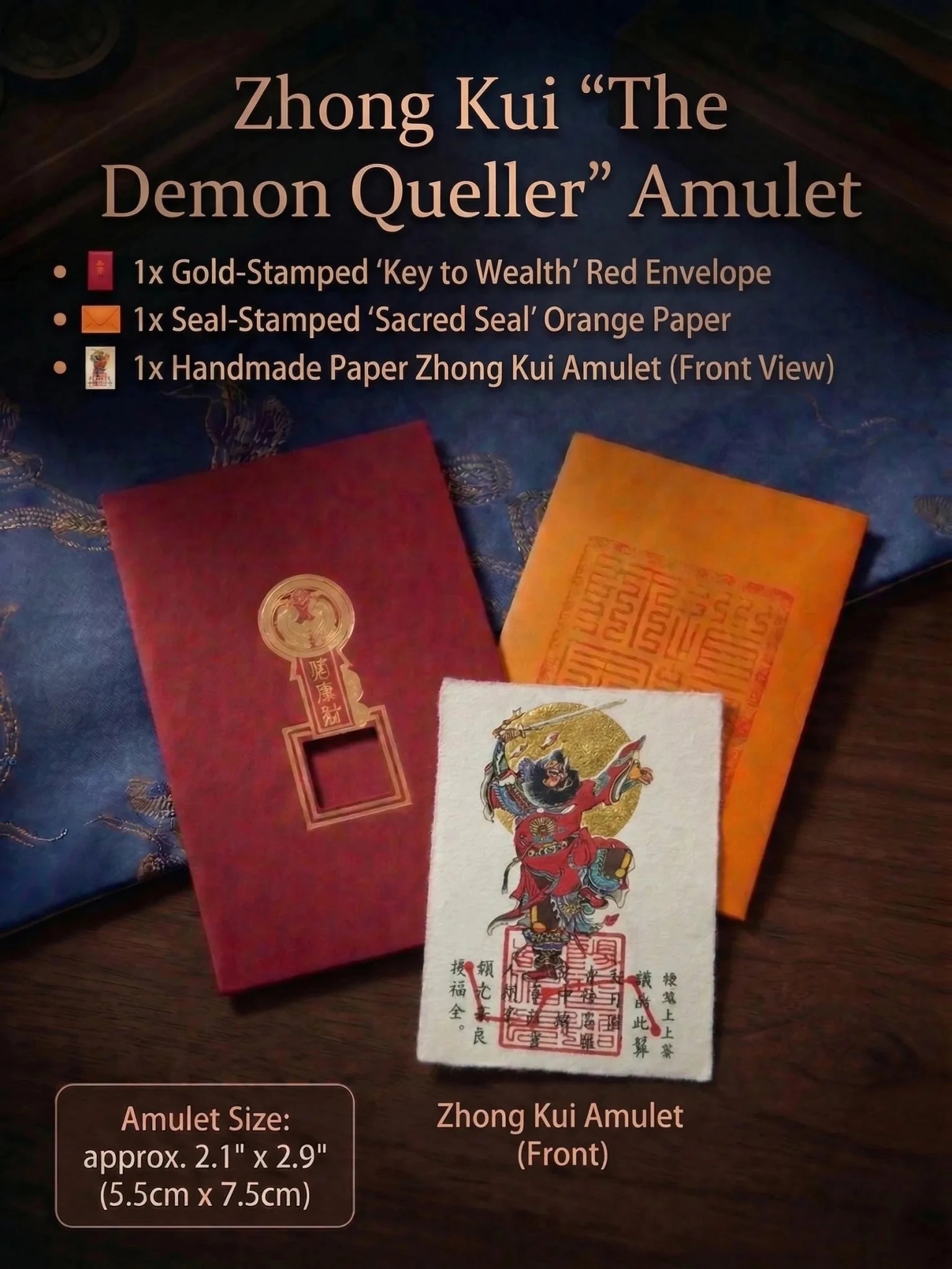 Zhong Kui "The Demon Queller" Amulet | Ultimate Protection & Home Guardian Gold Foil Card - IntoKarma